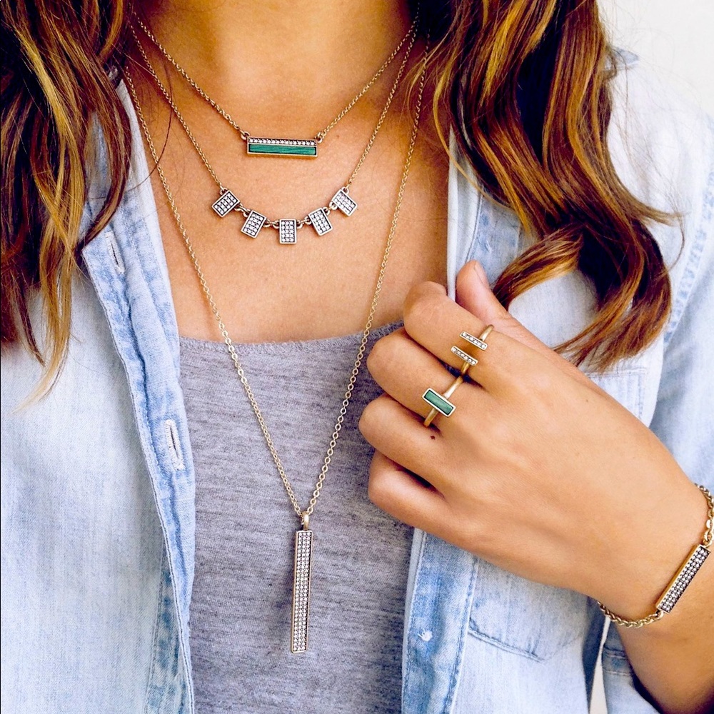 Chloe and Isabel malachite and pave stacking rings
